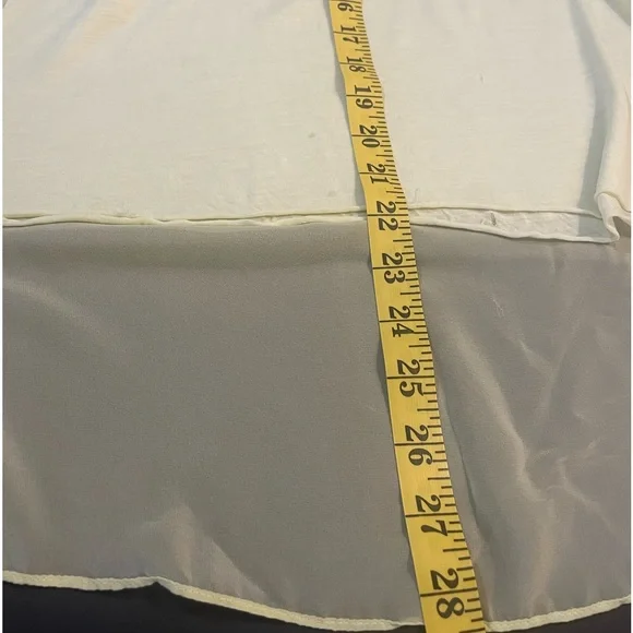 Zara’s Distressed scoop neck,High low, sleeveless,light Yellow Sheer women’s top - Picture 9 of 10